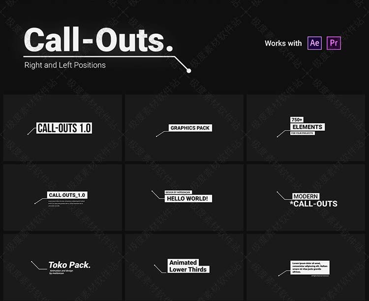 AE Pr预设模板 转场排版图表文字标题呼出说明商品展示动画素材库升级版 V1.3.1