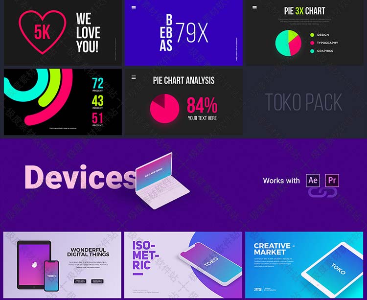 AE Pr预设模板 转场排版图表文字标题呼出说明商品展示动画素材库升级版 V1.3.1