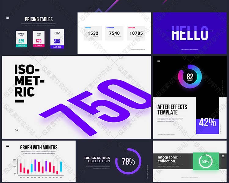 AE Pr预设模板 转场排版图表文字标题呼出说明商品展示动画素材库升级版 V1.3.1