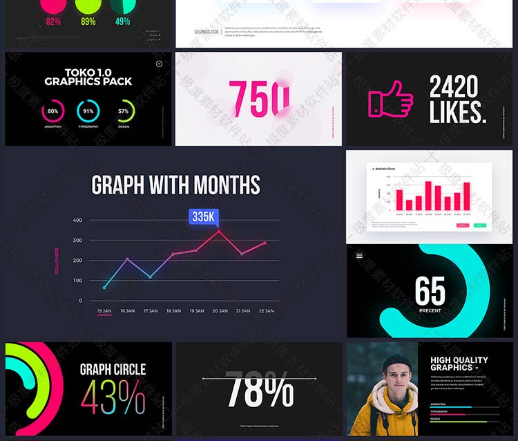 AE Pr预设模板 转场排版图表文字标题呼出说明商品展示动画素材库升级版 V1.3.1