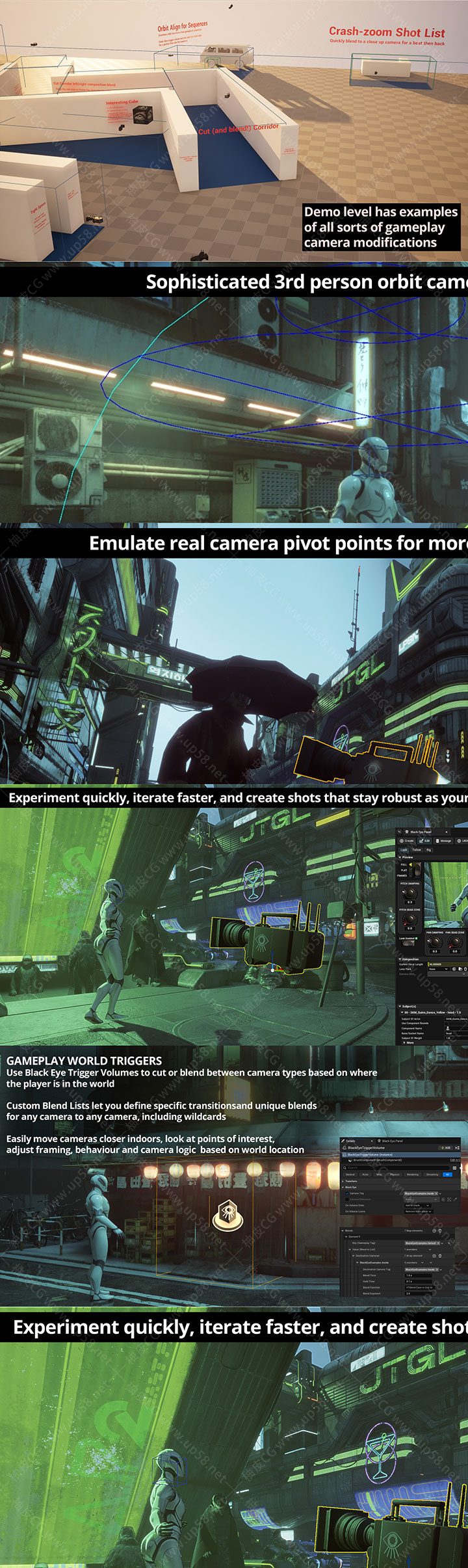 Unreal Engine游戏与电影级镜头程序化摄像机系统Black Eye Cameras v2.0.2+中文字幕视频教程