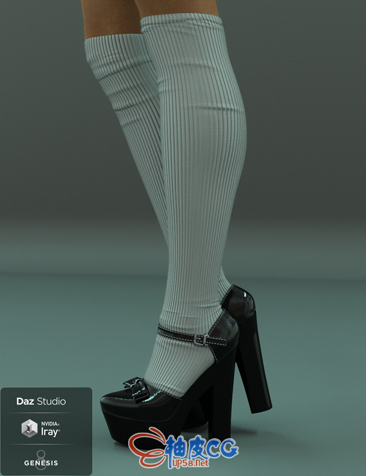 时尚个性的女性高跟鞋和袜子DAZ 3D模型合集