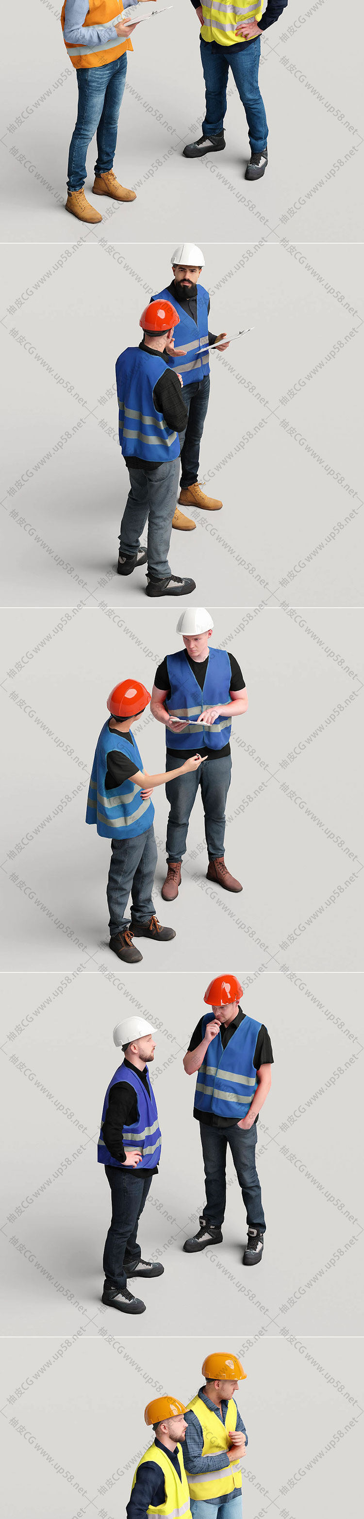 Blender/C4D/3DSMAX/建筑工厂场景设计专用工人建设者3D模型