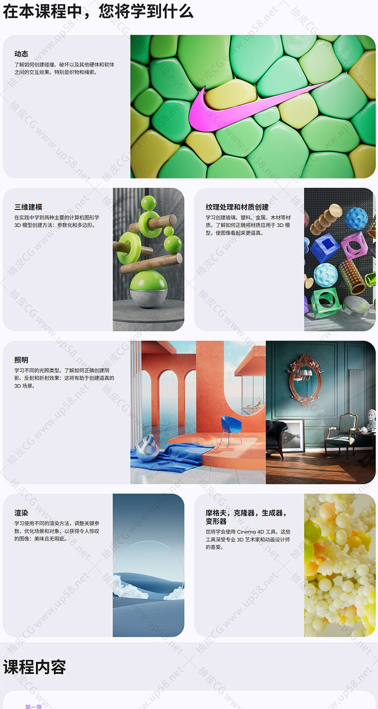 C4D动态建模纹理照明渲染技术入门到高阶超级视频教程(中文字幕)