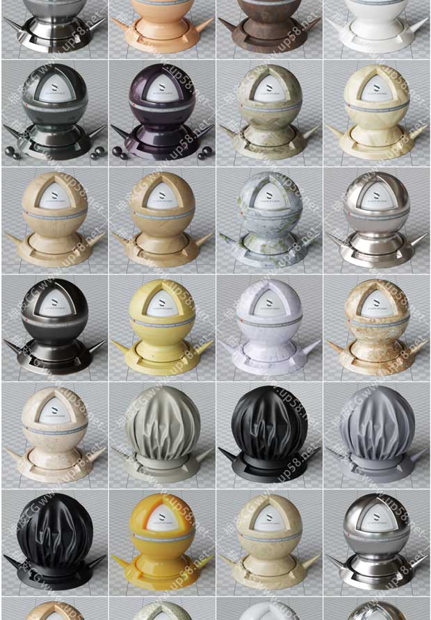 3DSMAX / VRay / OC / Corona金属混泥土烤漆织物皮革木材塑料玻璃材质球预设