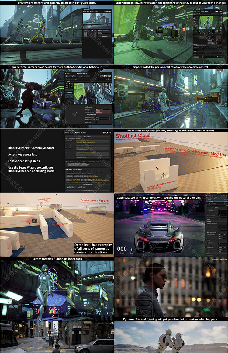 Unreal Engine游戏与电影程序化镜头系统工具Black Eye Camera+中文字幕教程