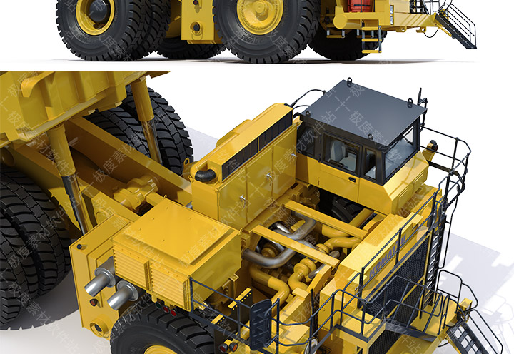 日本小松Komatsu 830E-AC采矿翻斗车超精细3D模型 3dmax C4D Maya