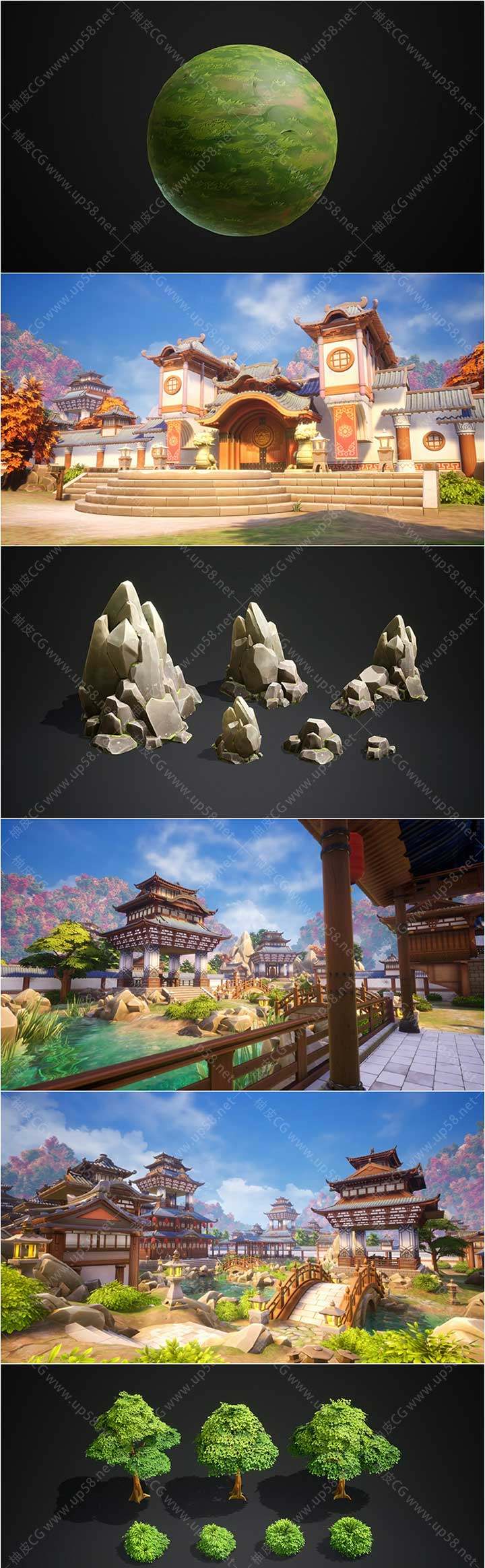 Unreal Engine风格化亚洲古代宫殿环境资产Fantasy Asian Palace