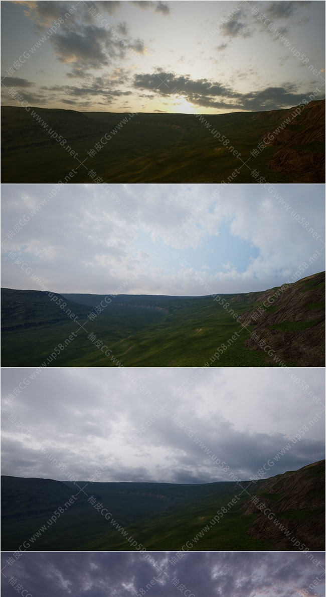 14个Unreal Engine动画天空设计资源包+智能材质+8K真实景观