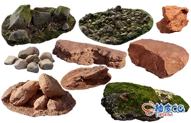 41组真实感岩石卵石岩土3D模型