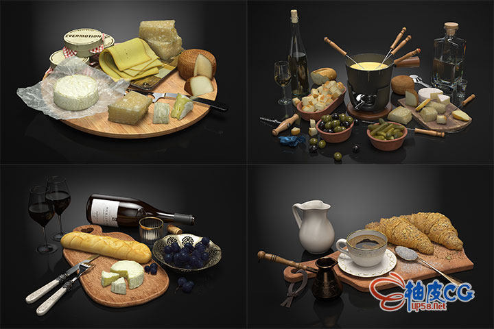 食品水果干果蔬菜餐饮器皿高精度3D模型