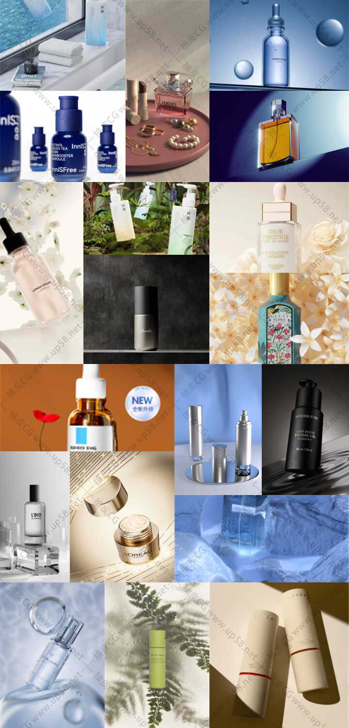 50套Blender广告级美妆产品及搭建场景3D模型合集