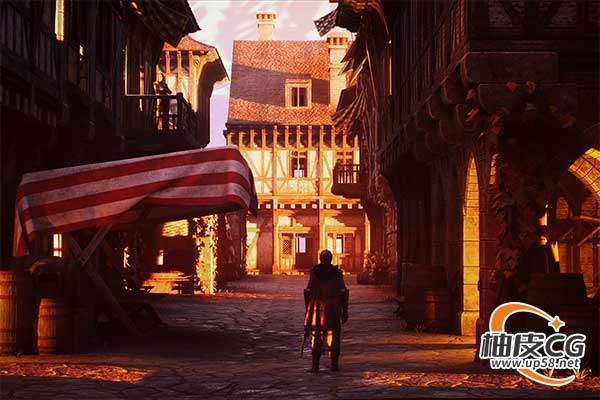 Unreal Engine包含内部结构的模块化中世纪城镇建筑UE资源