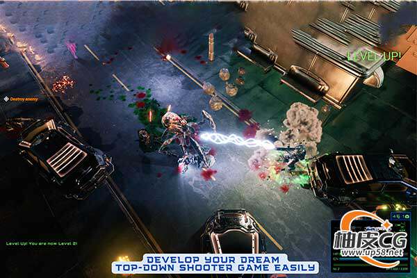 Unreal Engine单机与本地多人全支持射击模板Defender Top Down Shooter+中文字幕教程