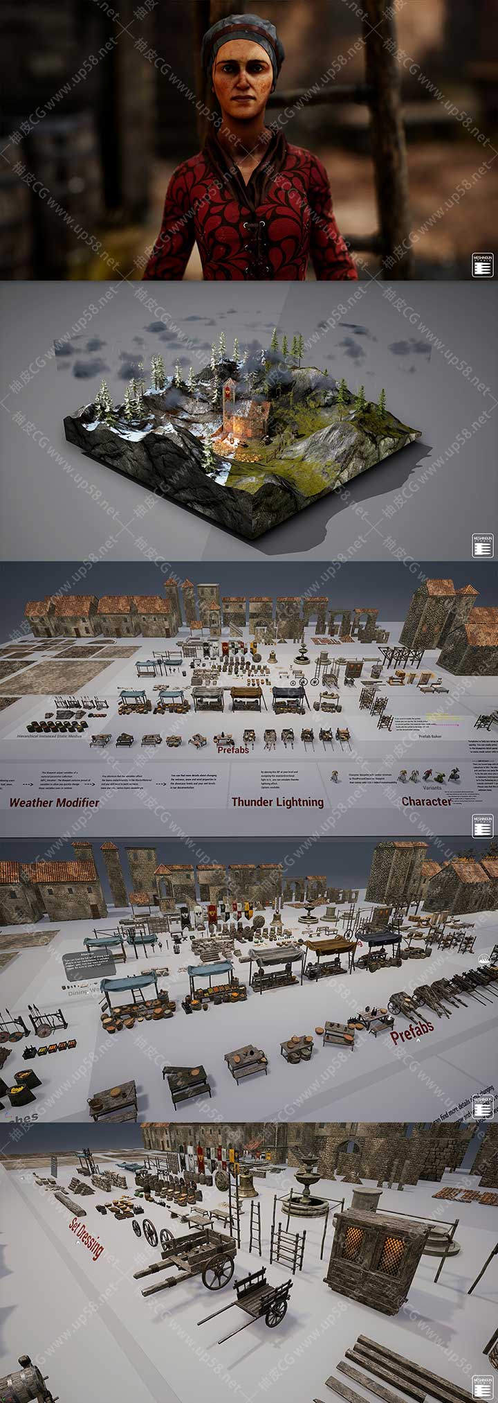 Unreal Engine中世纪山村高质量游戏资源包Medieval Village