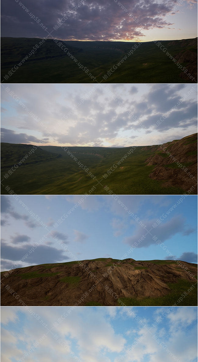 14个Unreal Engine动画天空设计资源包+智能材质+8K真实景观