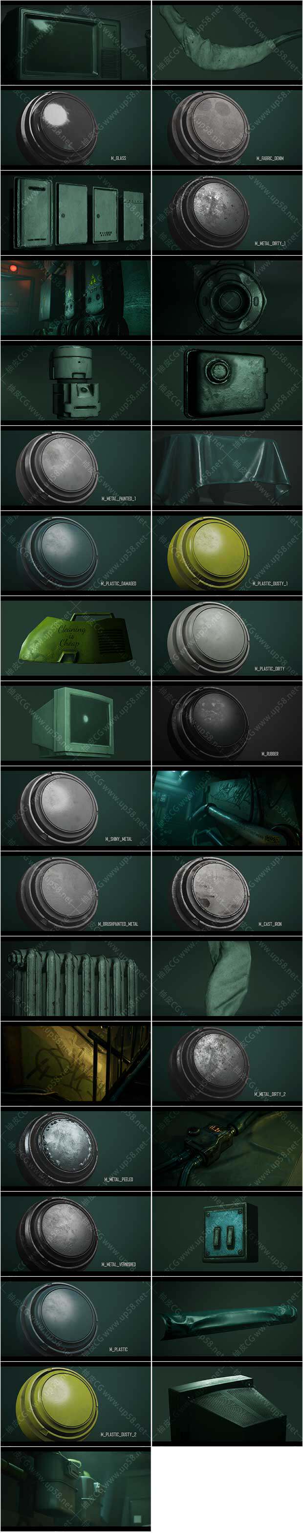 16种Substance Painter金属塑料玻璃织物油漆智能材质