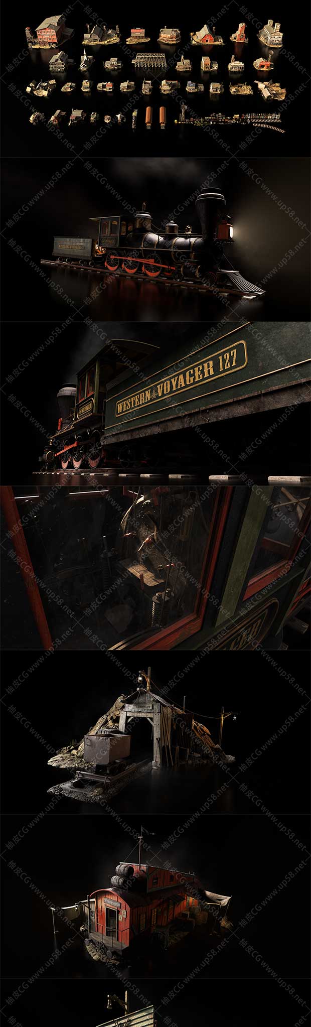 虚幻引擎Unreal Engine农场银行火车邮局商店素材UE资产