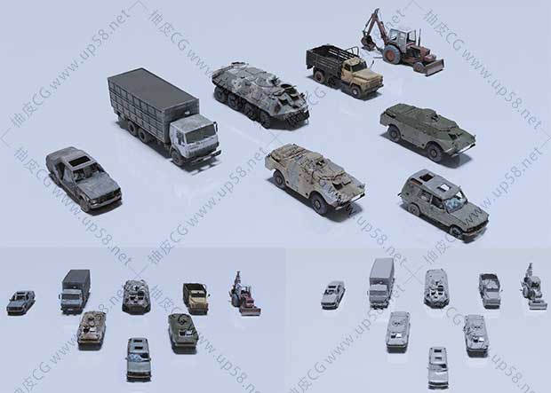 Blender军事角色车辆直升机建筑物游戏引擎资源捆绑包