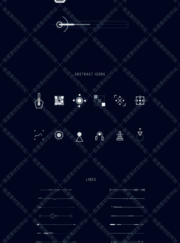 AE模板 科技感人体医学军事HUD指示线标题界面UI动画元素V1.5