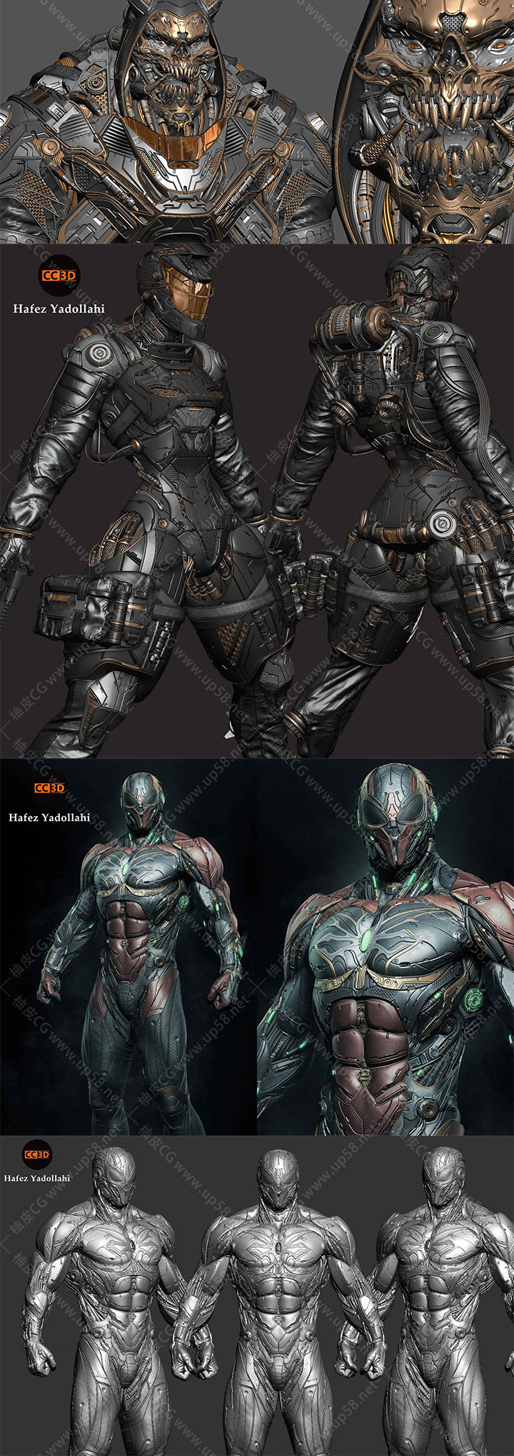 ZBrush / Keyshot雕塑高级硬表面角色及材质照明渲染技术视频教程(中文字幕)