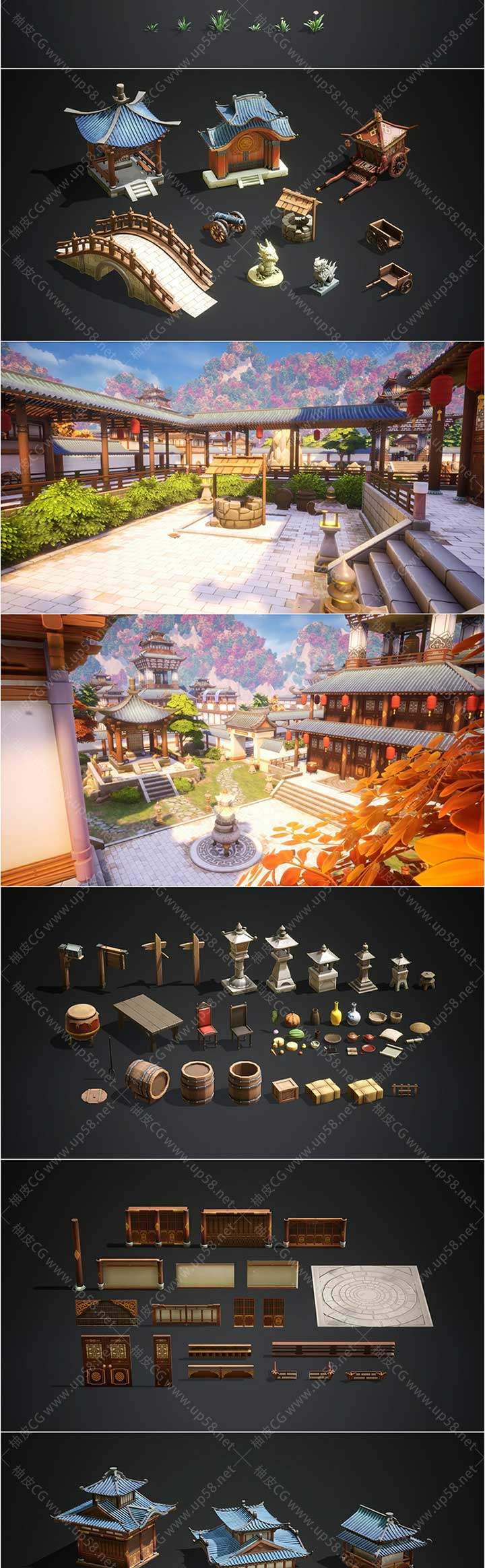 Unreal Engine风格化亚洲古代宫殿环境资产Fantasy Asian Palace