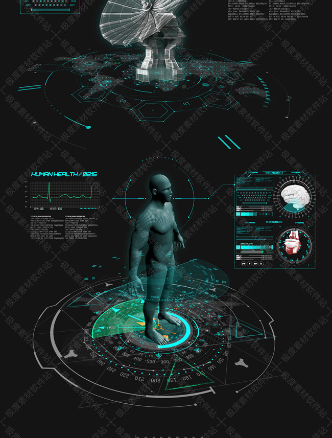 AE模板 科幻感军事战机军舰坦克枪械雷达HUD图形动画屏显特效素材