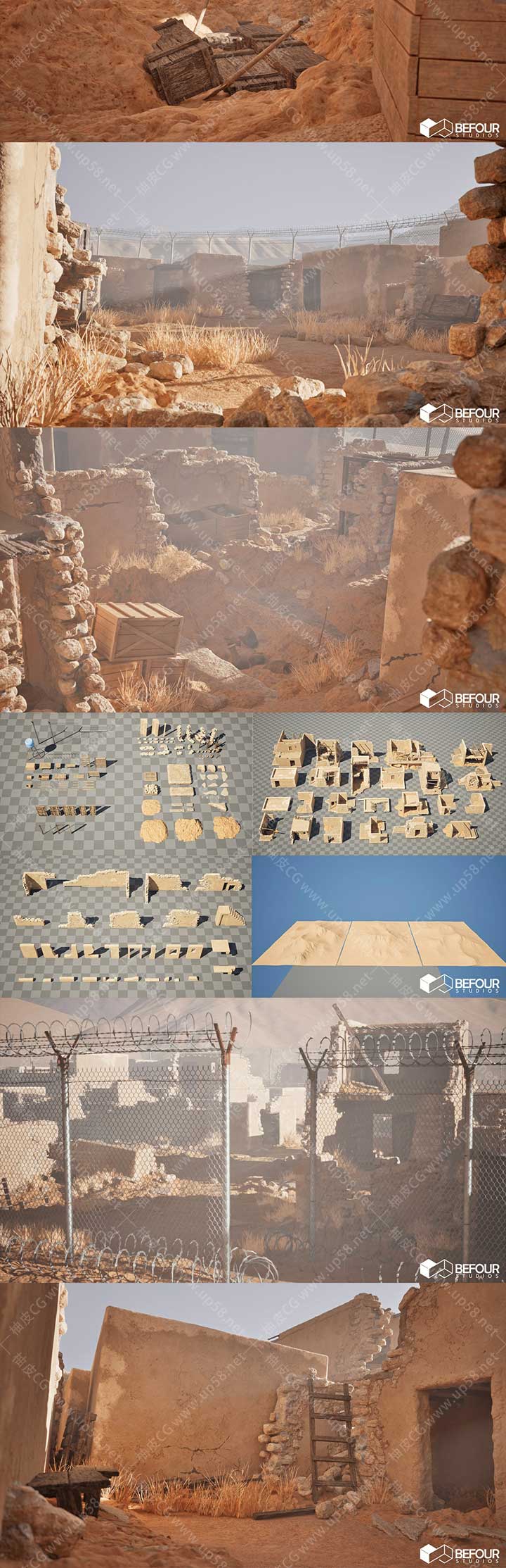 Unreal Engine游戏开发古代沙漠遗迹环境包Ancient Desert Ruins Environment w/ Map Generator PCG