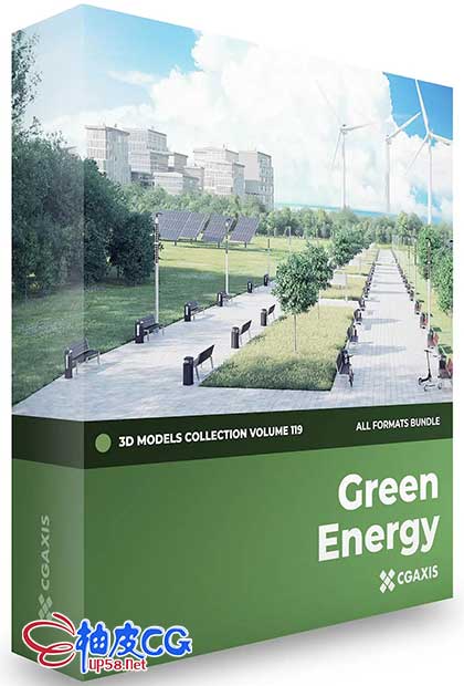 3dsmax风力涡轮机电动平衡车太阳能板绿色能源3D模型