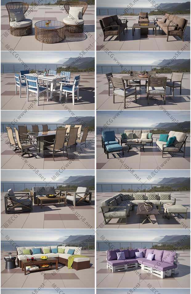 3DSMAX / VRay / Corona现代沙发桌椅家居套装高精度3D模型