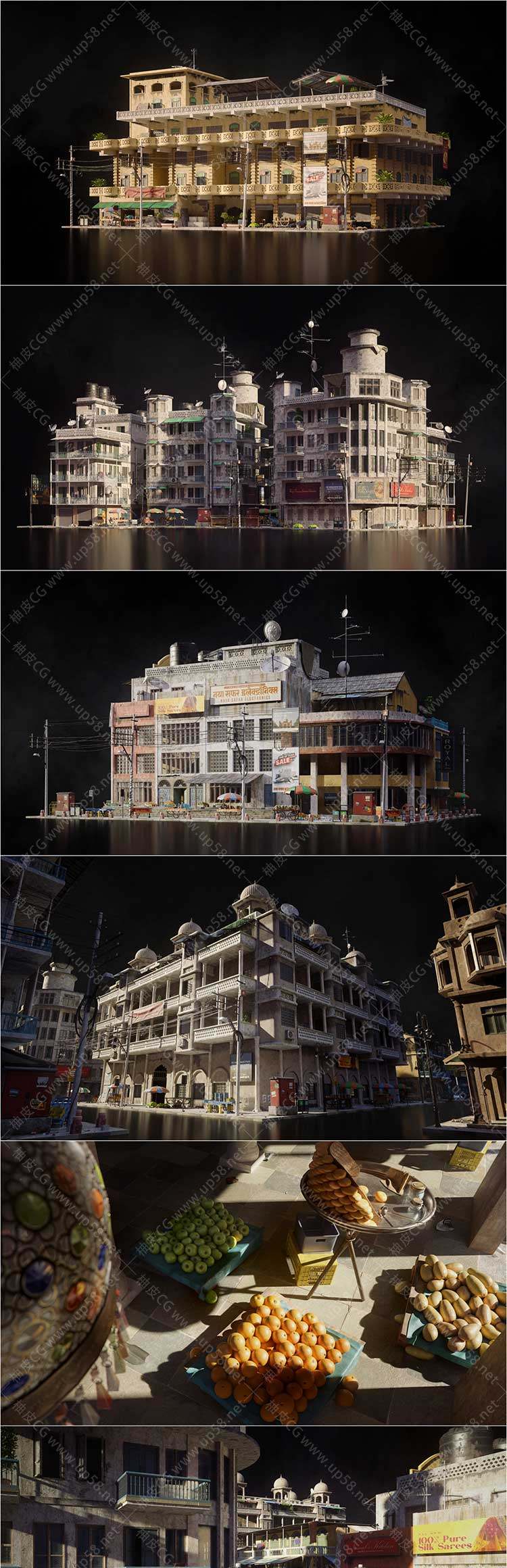 3Dsmax / Blender印度首都新德里城市景观虚拟3D模型合集Kitbash3D