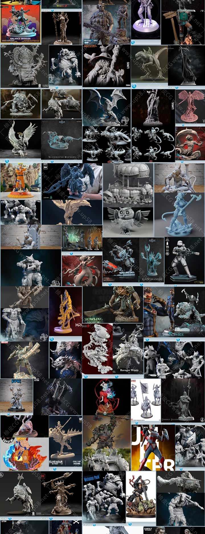 175组高品质西方神话游戏角色系列3D打印迷你模型合集