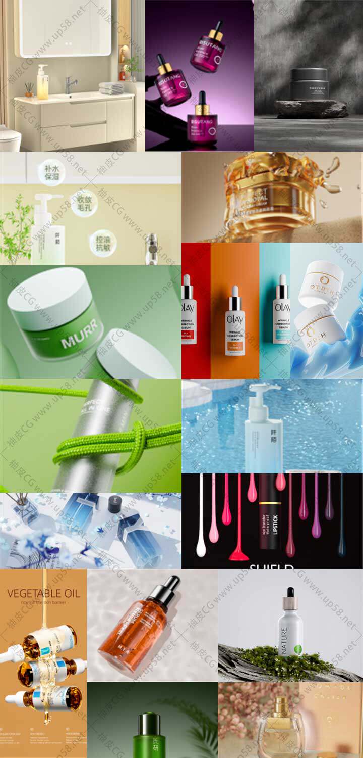 50套Blender广告级美妆产品及搭建场景3D模型合集