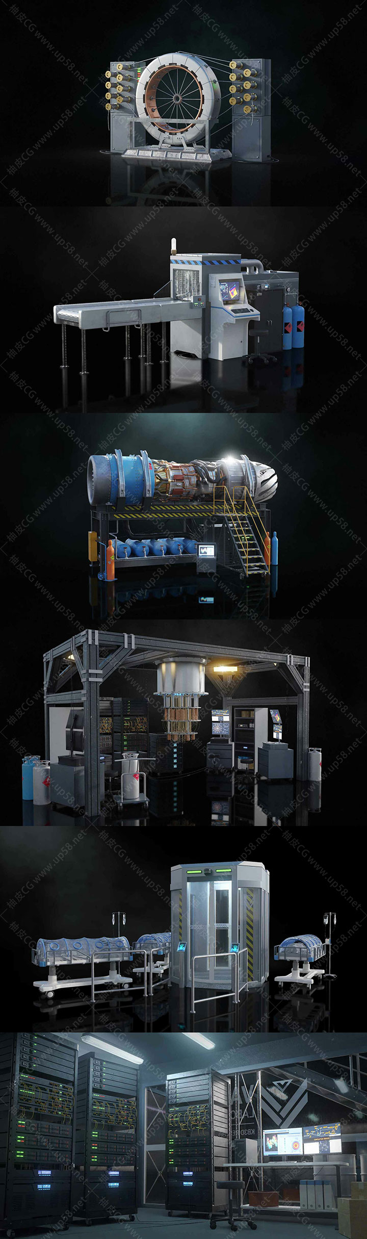 3DSMAX/C4D/Blender/MAYA/Houdini/Unity/UE高科技实验室设备仪器3D模型合集kitbash3D