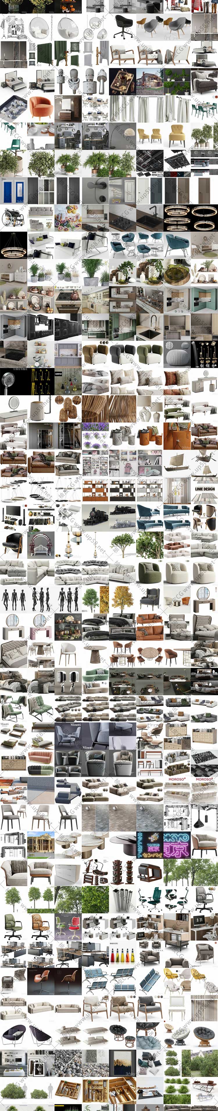 3DSMAX / VRay / Corona高质量时尚家具植物装饰电器3D模型合集