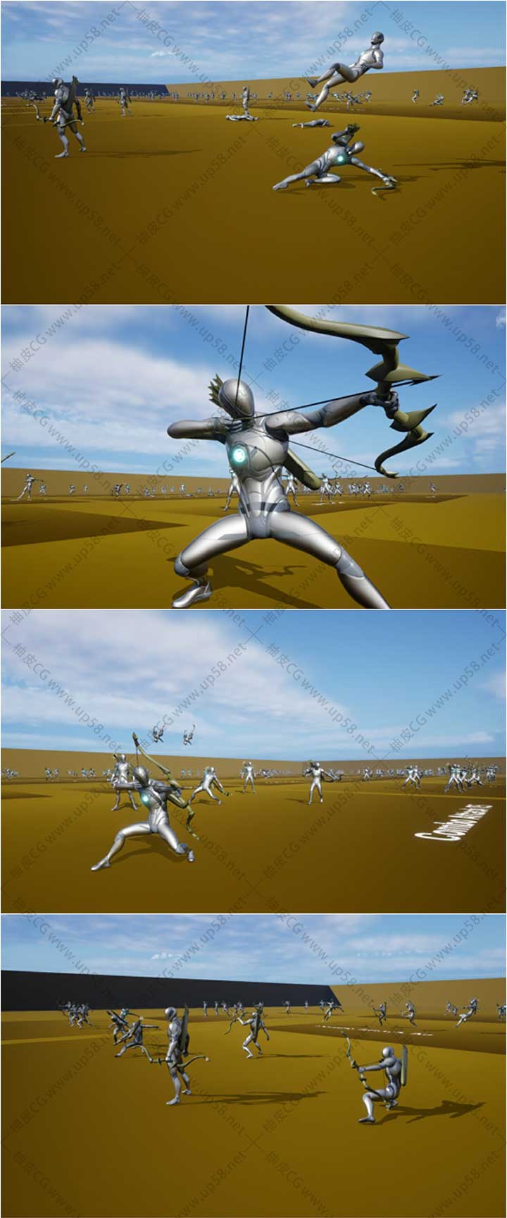 556 款Unreal Engine弓箭手战斗动作动画资源Archer Animations Pack