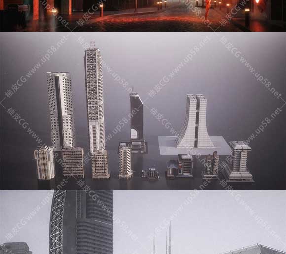 3DSMAX / C4D科幻乌托邦城市楼房建筑3D模型