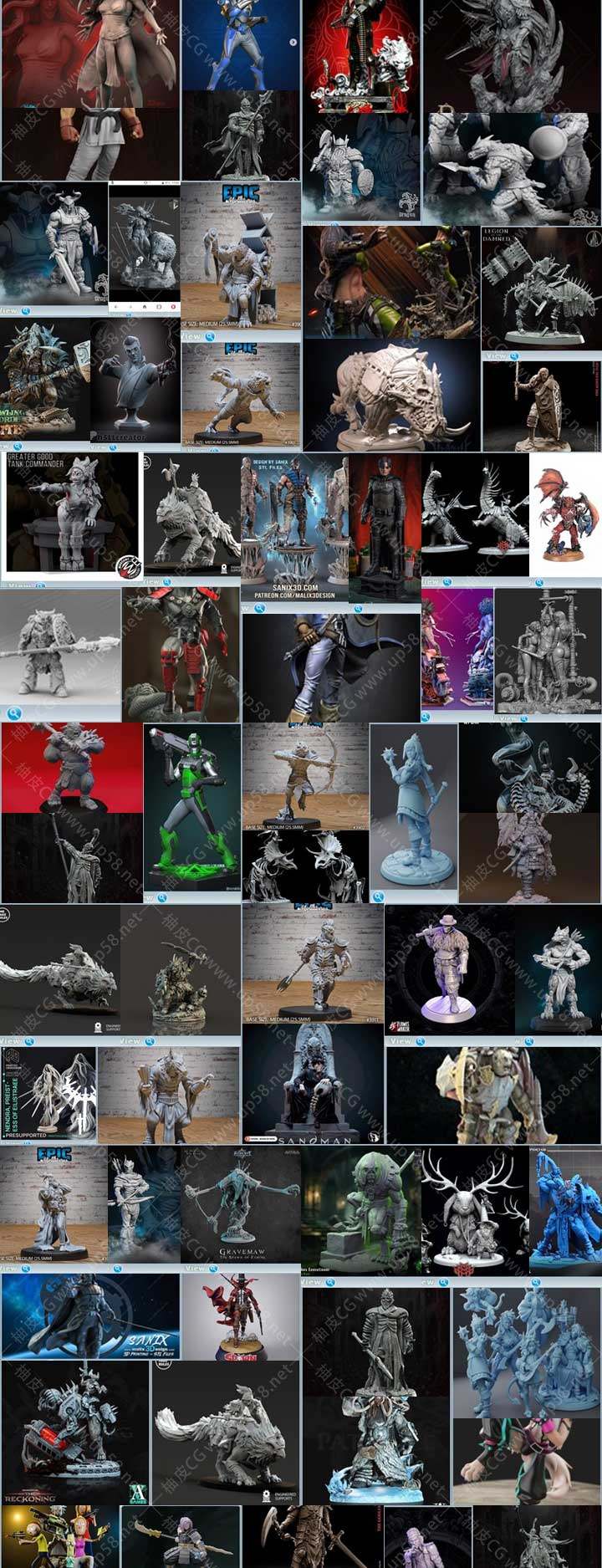 175组高品质西方神话游戏角色系列3D打印迷你模型合集