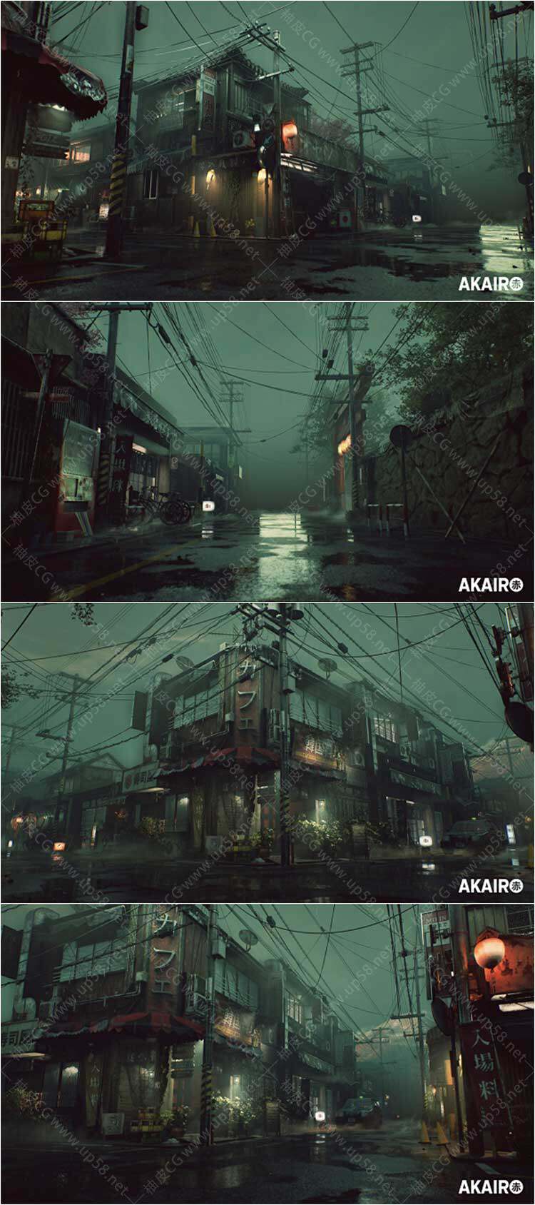 Unreal Engine配Lumen光照与Nanite模型雾氛围日式街景Foggy Japanese Street
