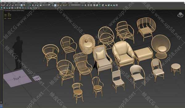 3DSMAX / Blender藤条座椅3D模型合集