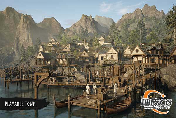 Unreal Engine中世纪城镇与码头模块化场景素材Modular Medieval Town, Docks