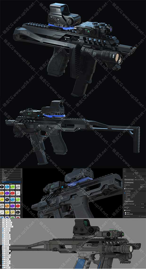 Fusion-360--Keyshot制作逼真概念枪械3D模型效果视频教程.jpg