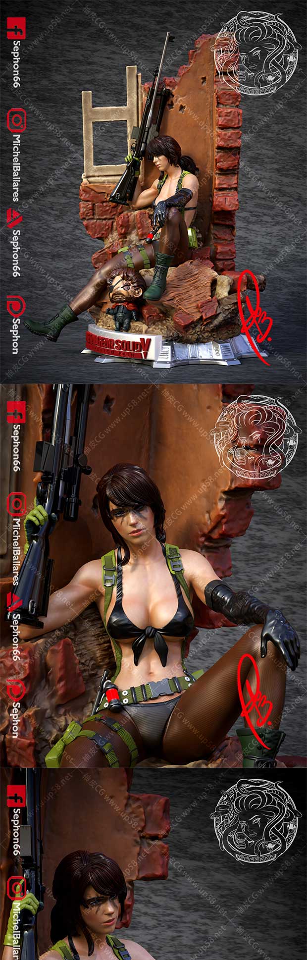 合金装备5女主角美女狙击手逼真3D打印模型