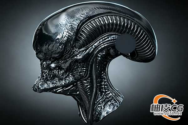 ZBrush生物机械与梦魇纹理笔刷工具包+中文字幕教程