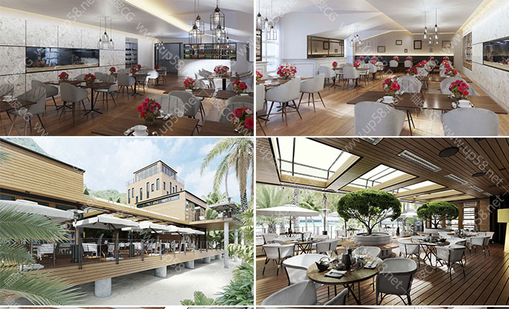 3dsmax VRay高品质餐厅 酒吧酒馆咖啡馆室内场景3D模型
