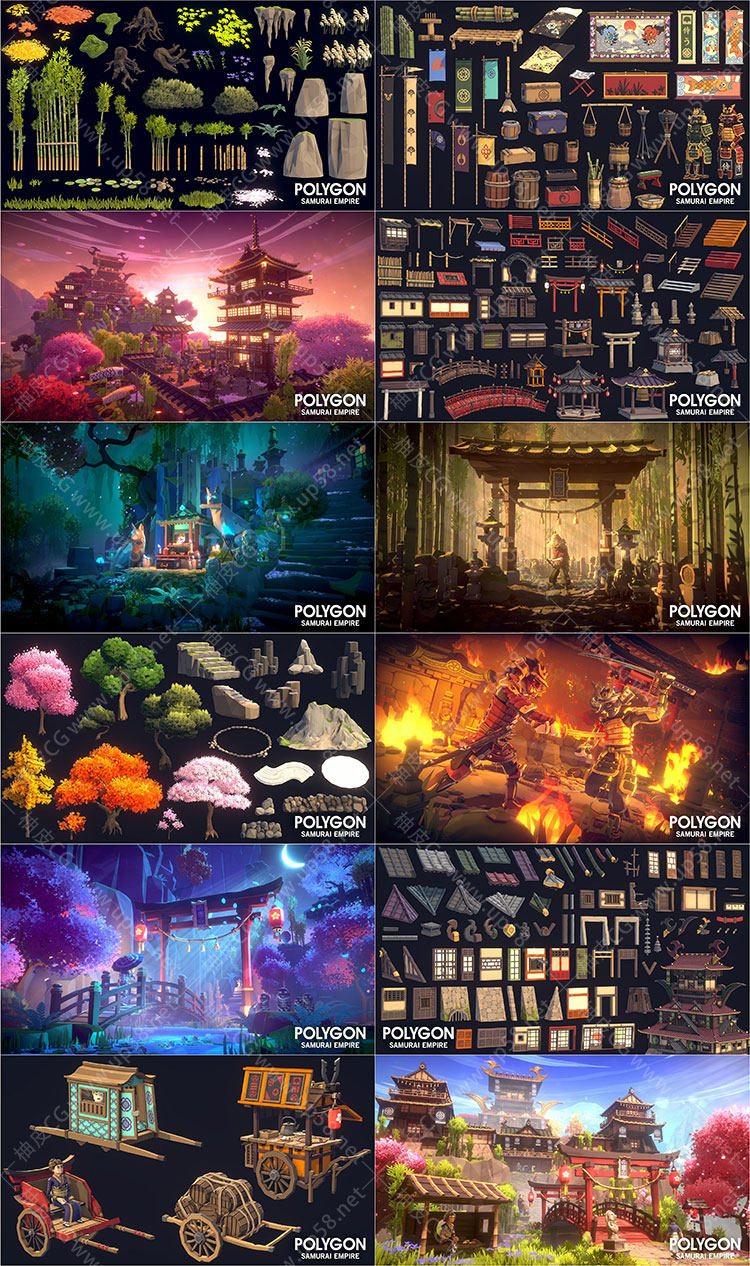 Unreal Engine古代战士主题游戏角色建筑环境动态特效模块化组件资源包