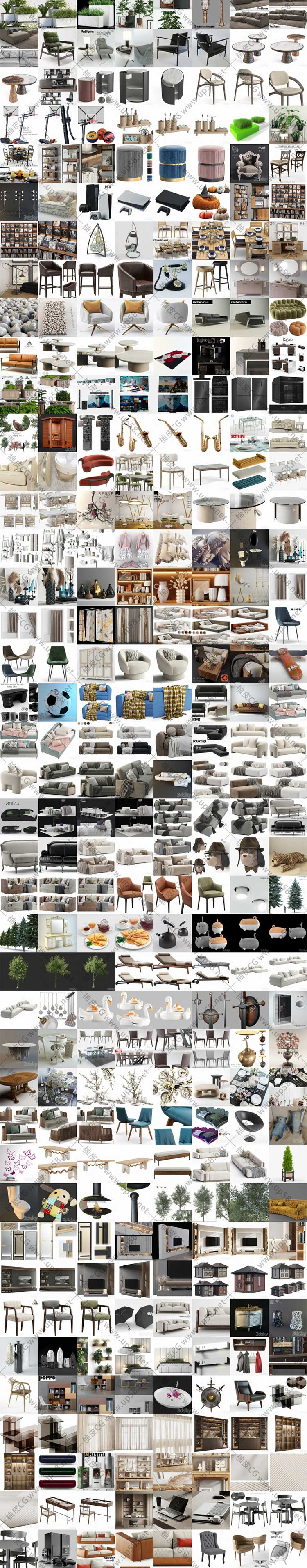 3DSMAX / VRay / Corona高质量时尚家具植物装饰电器3D模型合集