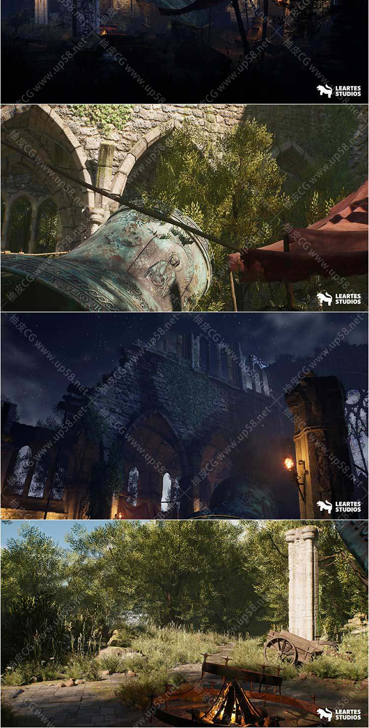 Unreal Engine高质量中世纪强盗修道院3D环境资源包