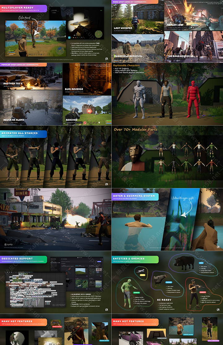 Unreal Engine建造AI任务系统一体化全蓝图多人生存框架Ultimate Multiplayer Survival Pack