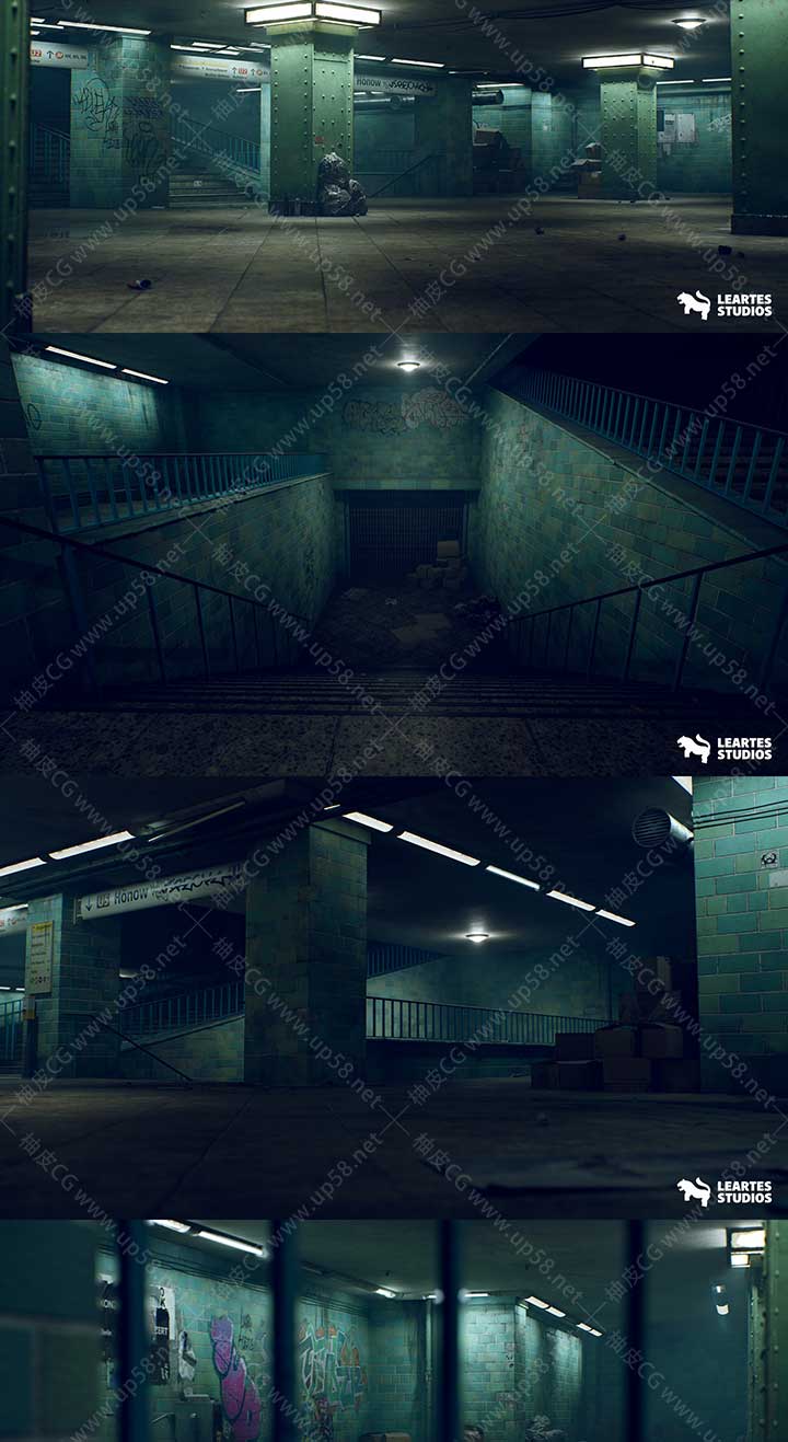 Unreal Engine游戏虚拟柏林废弃地铁站环境资源包